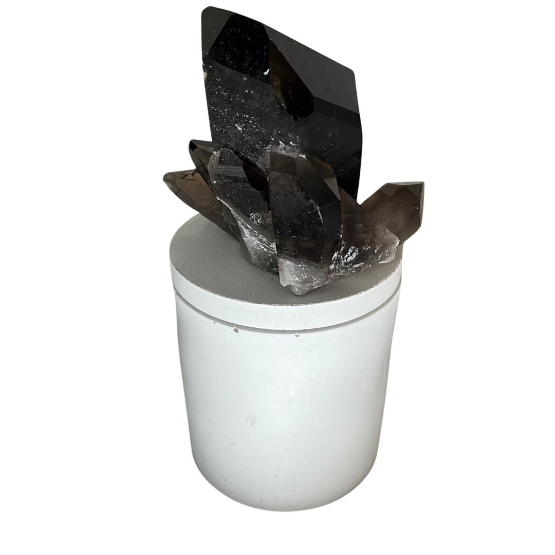 Smoky Quartz Crystal Gardenia Lid Candle