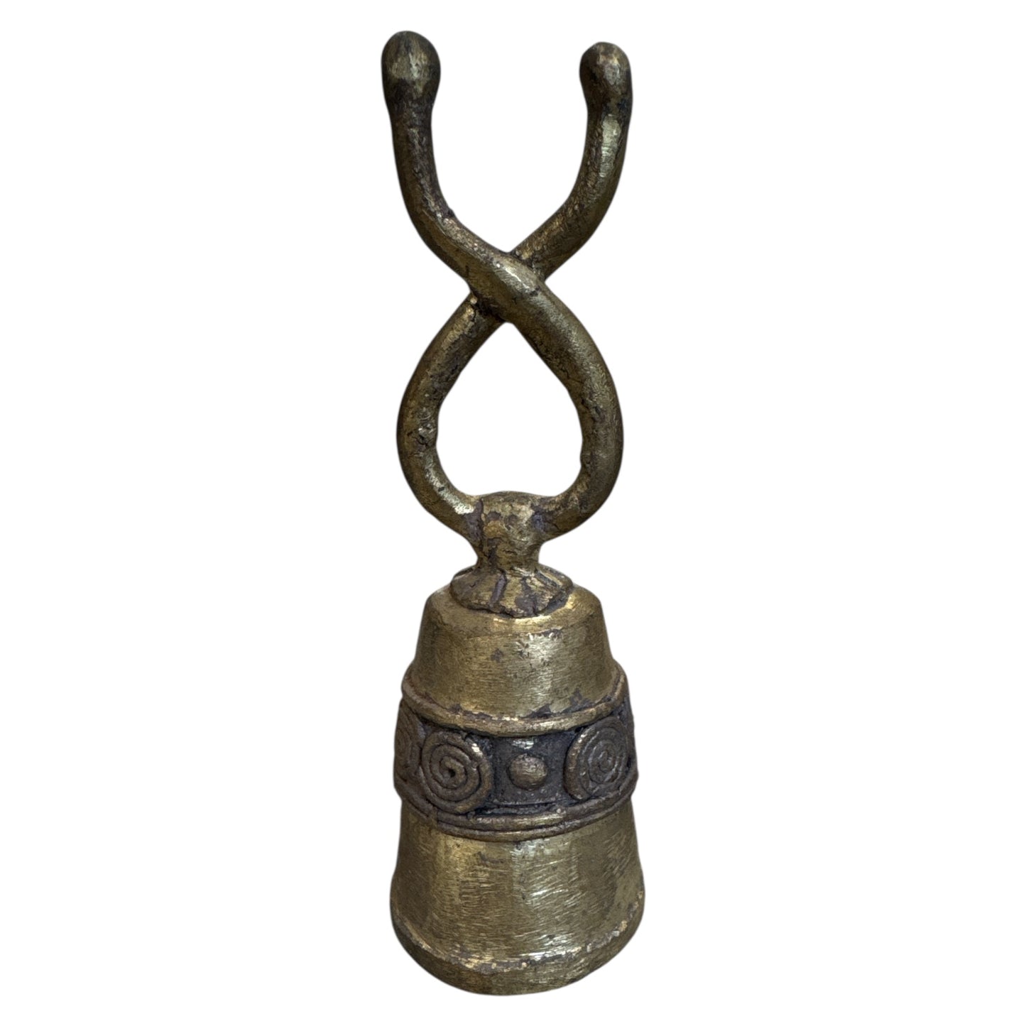 Benin Bronze Bell Loop Circle of Life on Sides Loop
