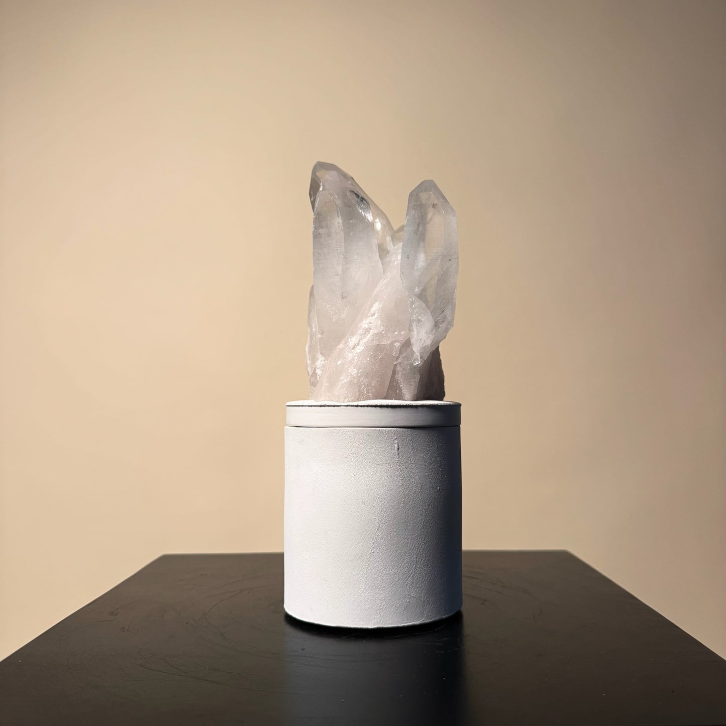 Clear Quartz Crystal Generators Lid Gardenia Candle