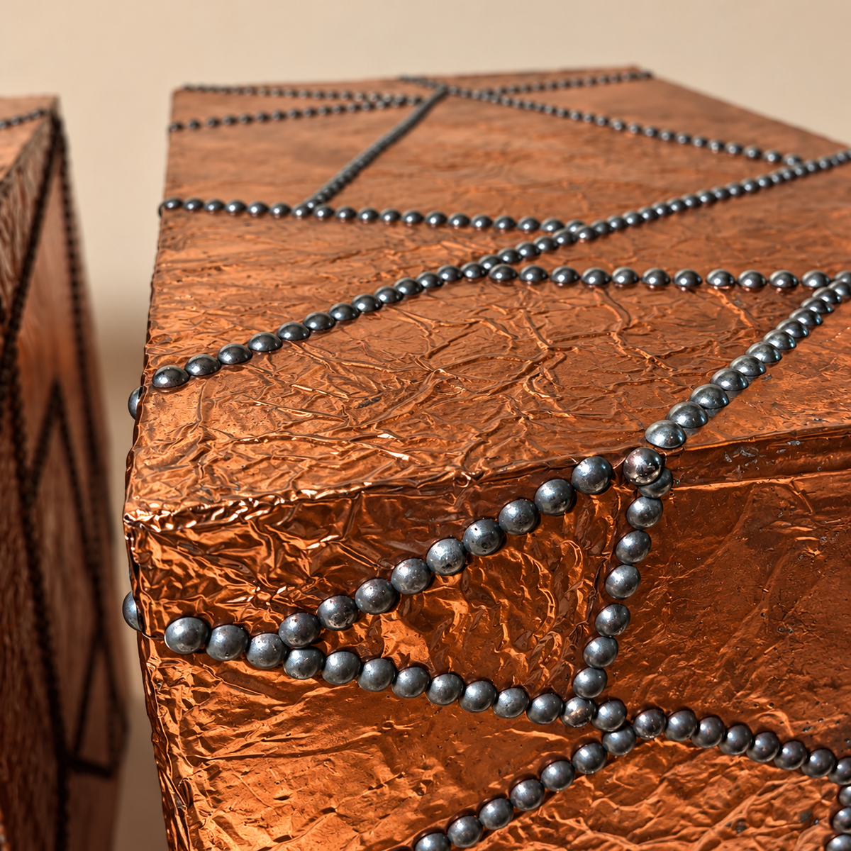 Pair of Copper Pedestals with Rivets