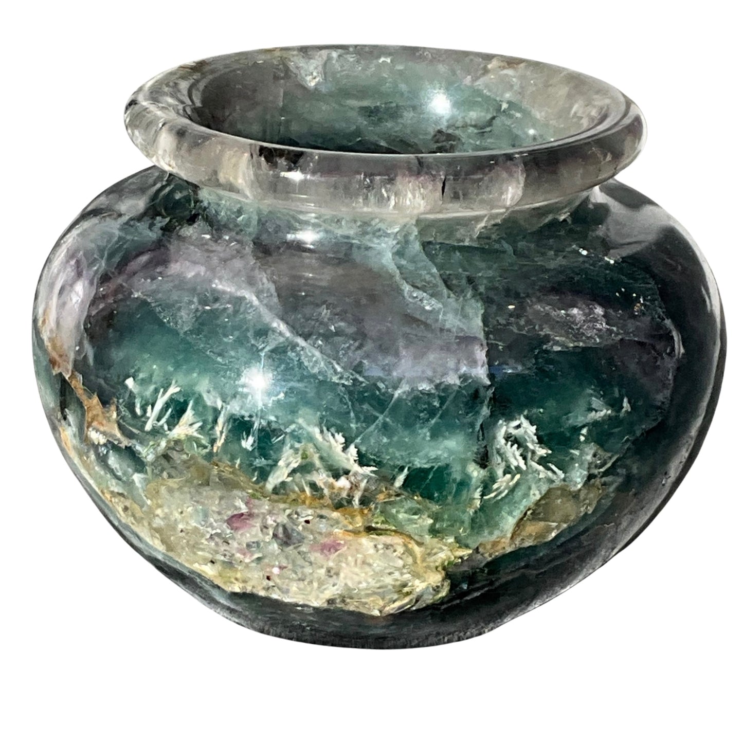 Fluorite Crystal Display Bowl Vase Decor