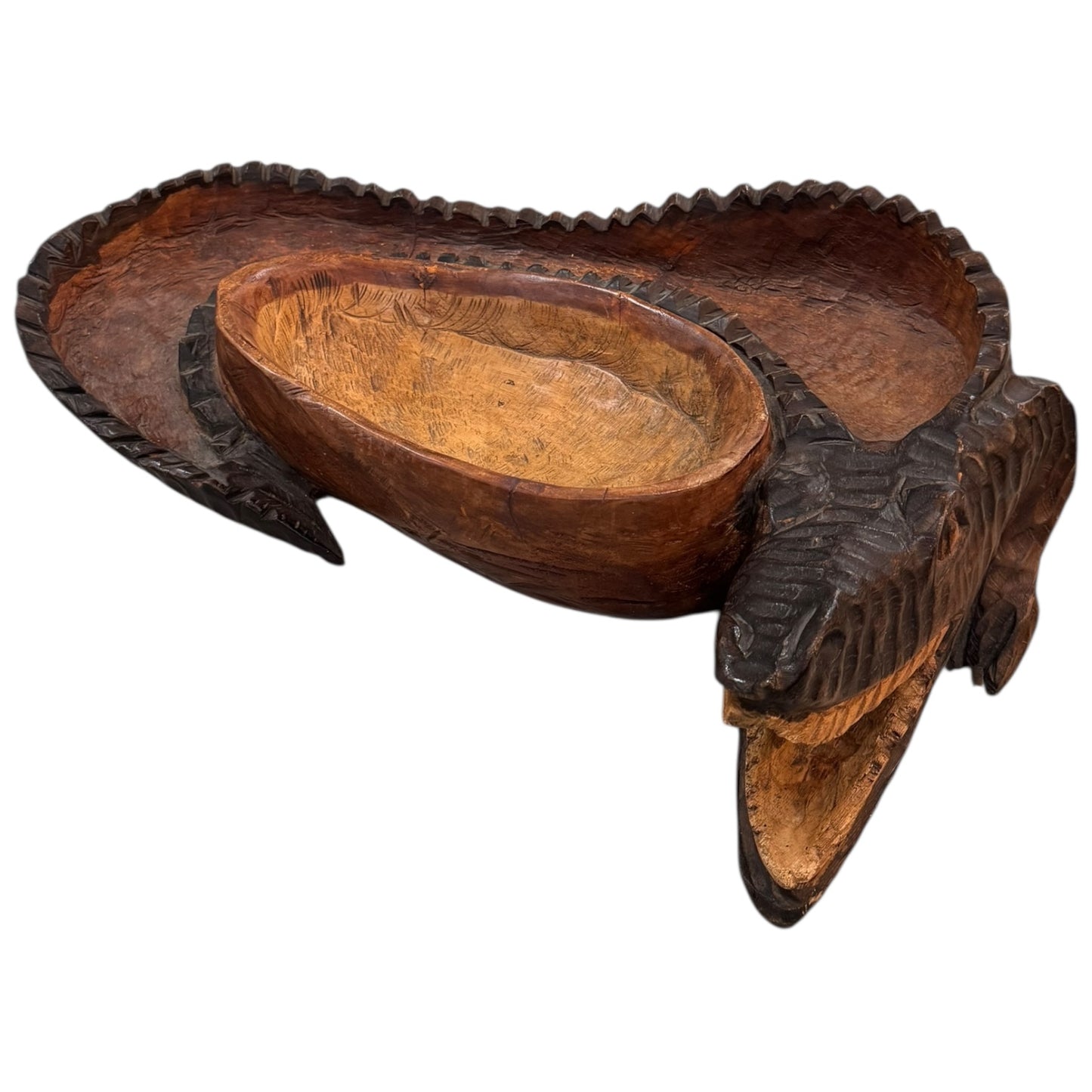 Hand Carved Alligator Bowl