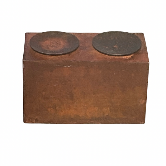 Iron Box Two Candle Holders Patinated