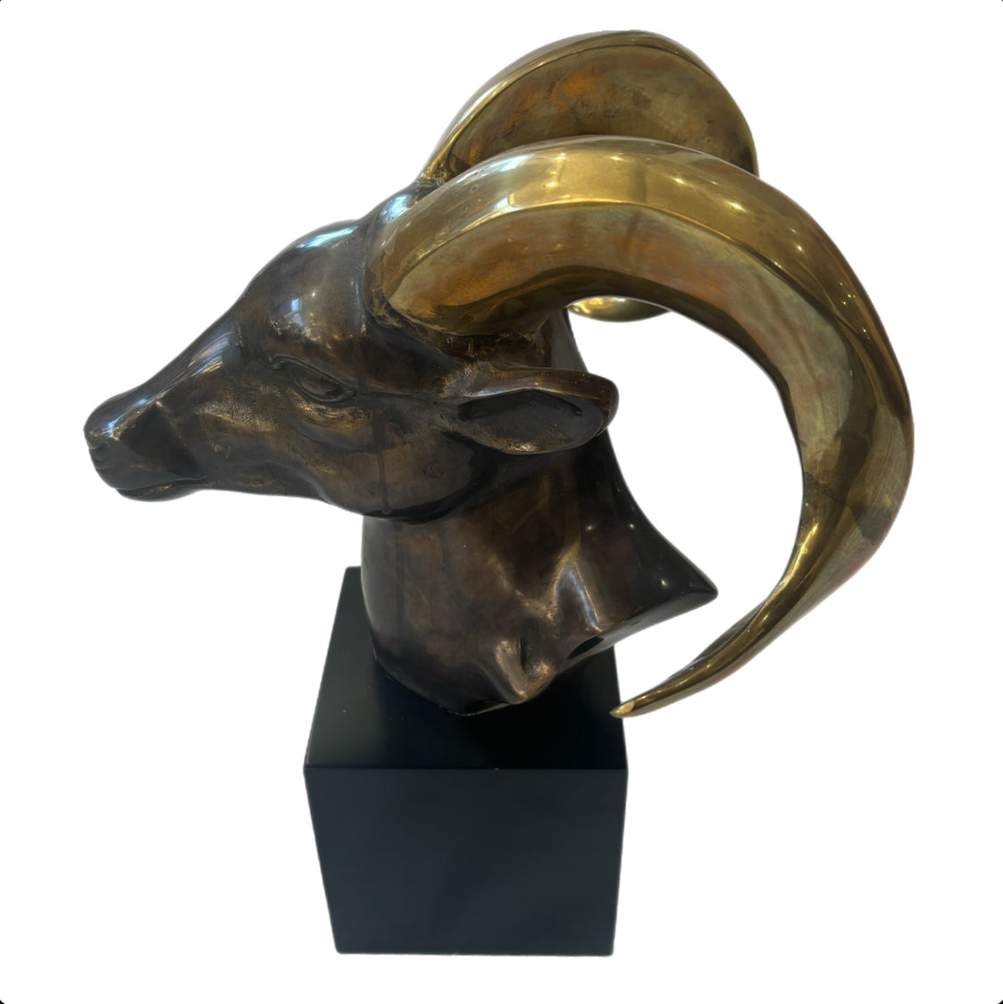 Brass Ram Head on Pedestal