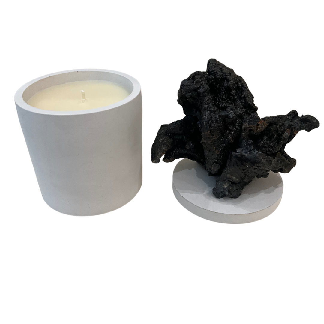 Abstract Black Jasper Lid Gardenia Candle