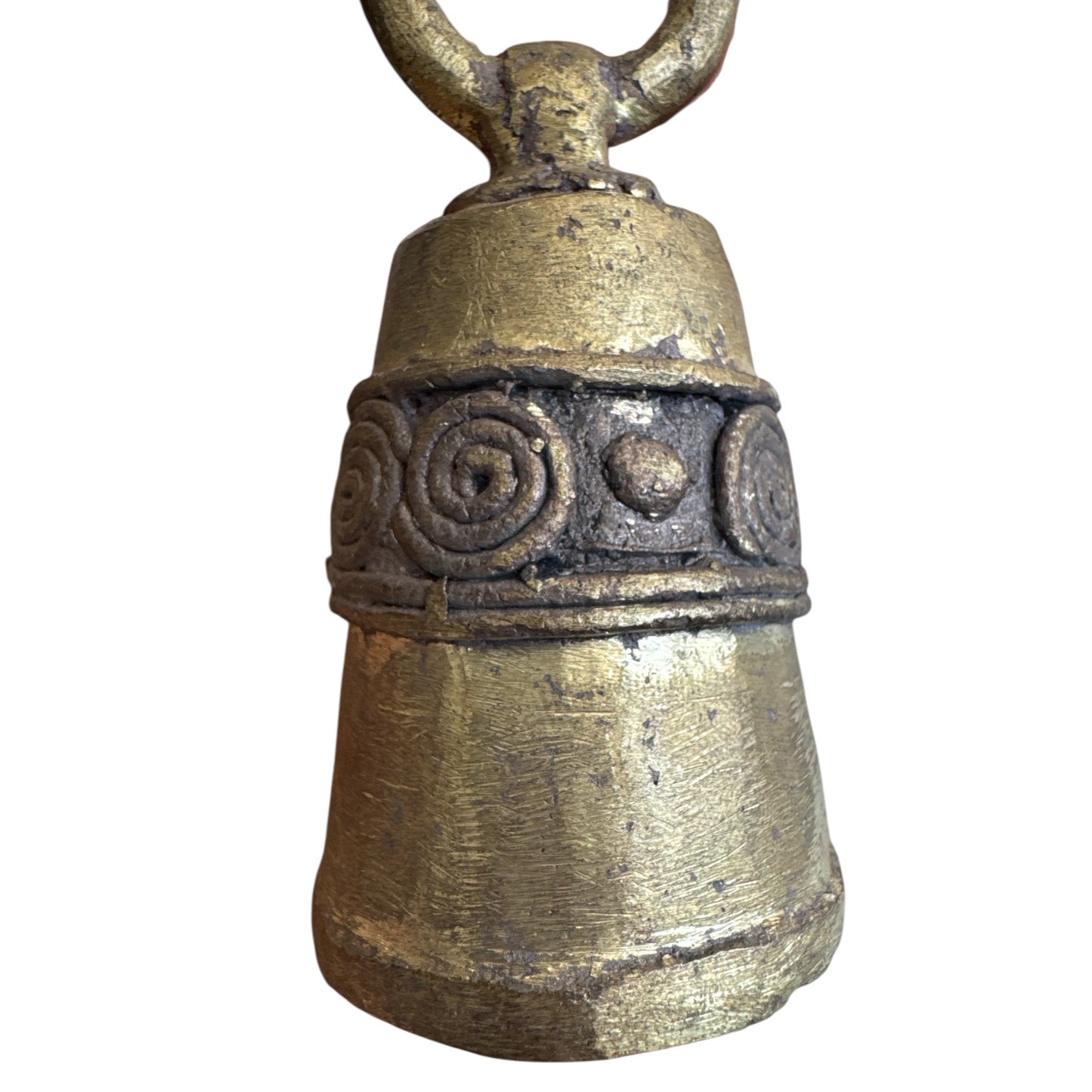 Benin Bronze Bell Loop Circle of Life on Sides Loop
