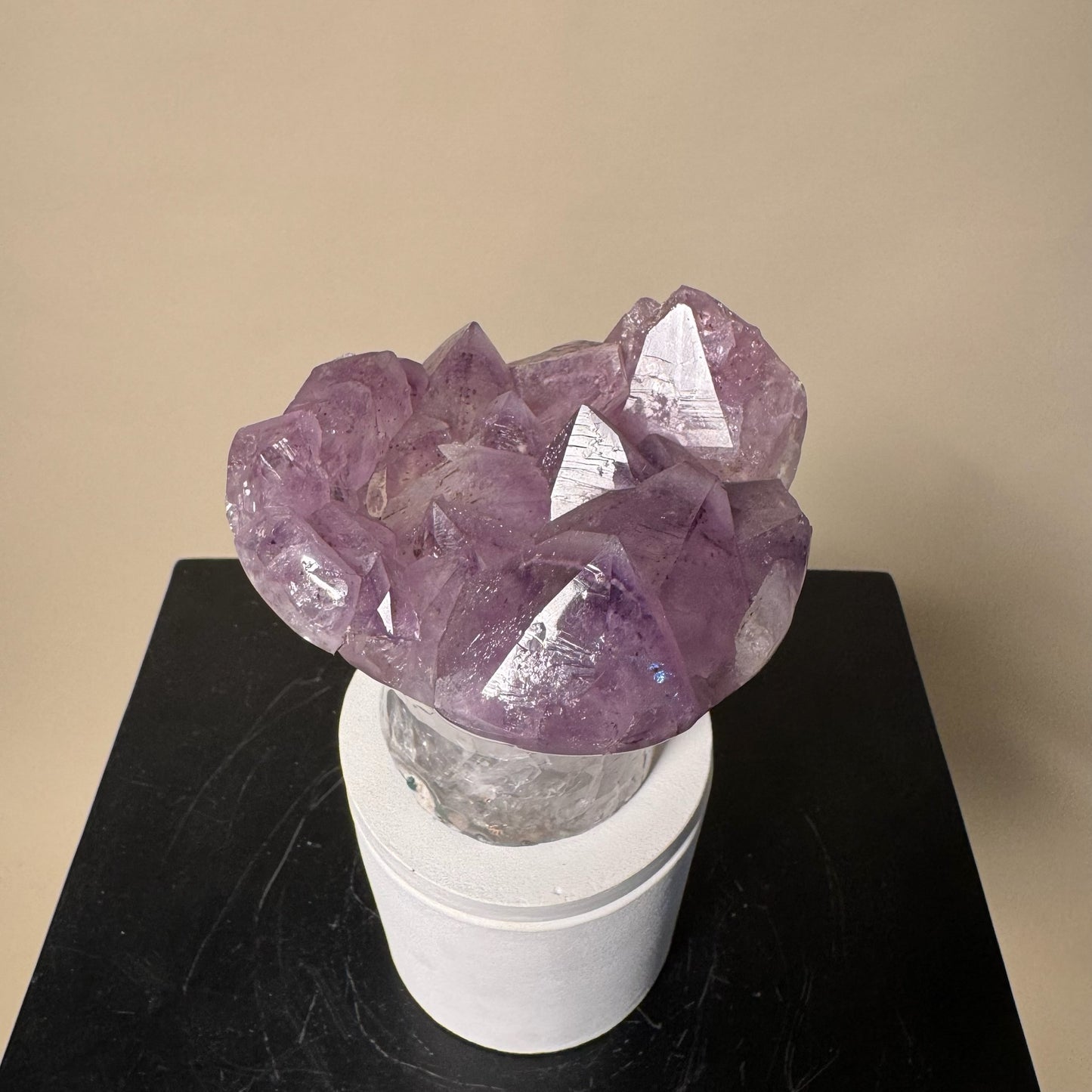 Amethyst Flower Cluster Crystal Lid Gardenia Candle #1