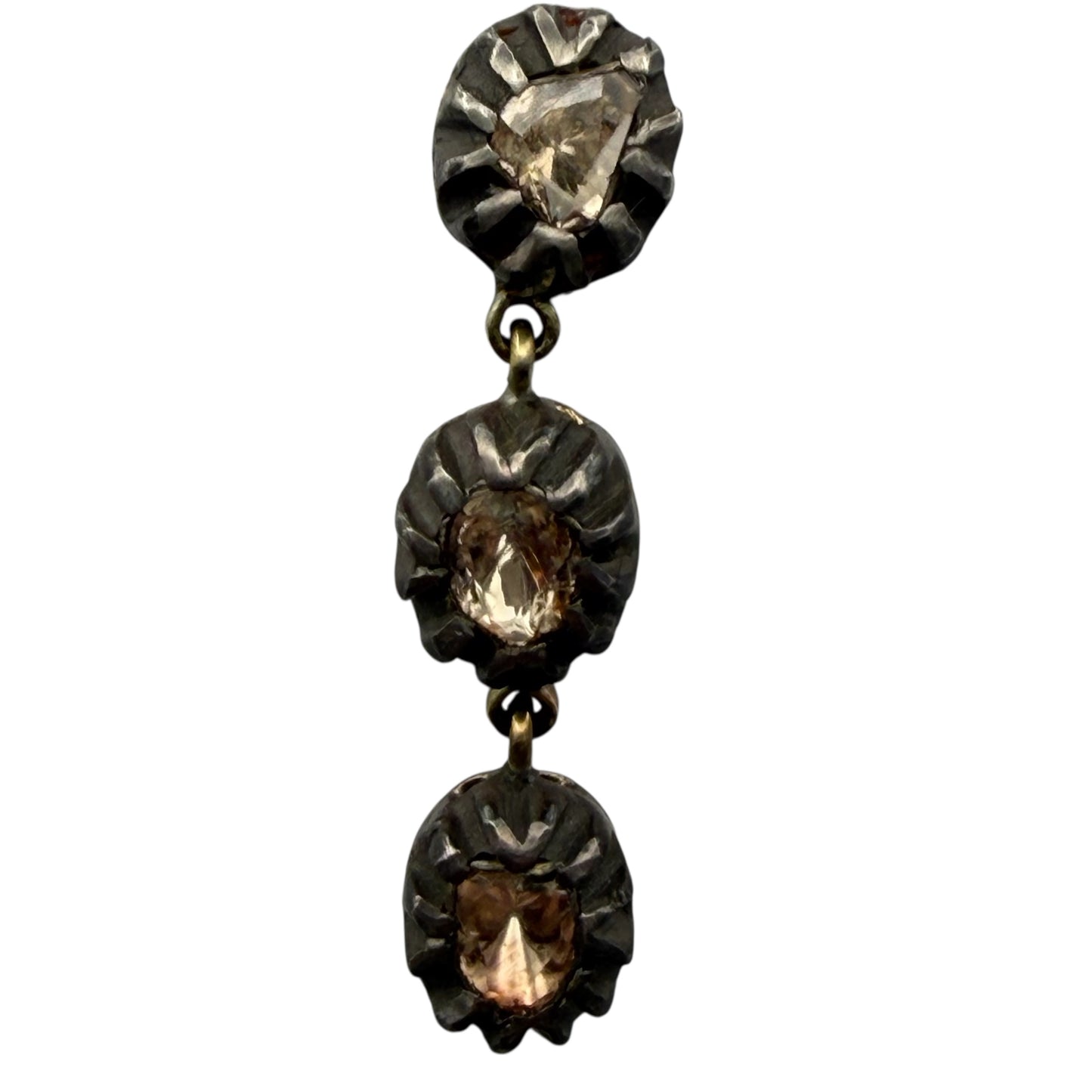 3 Drop Raw Cut Diamond Earrings