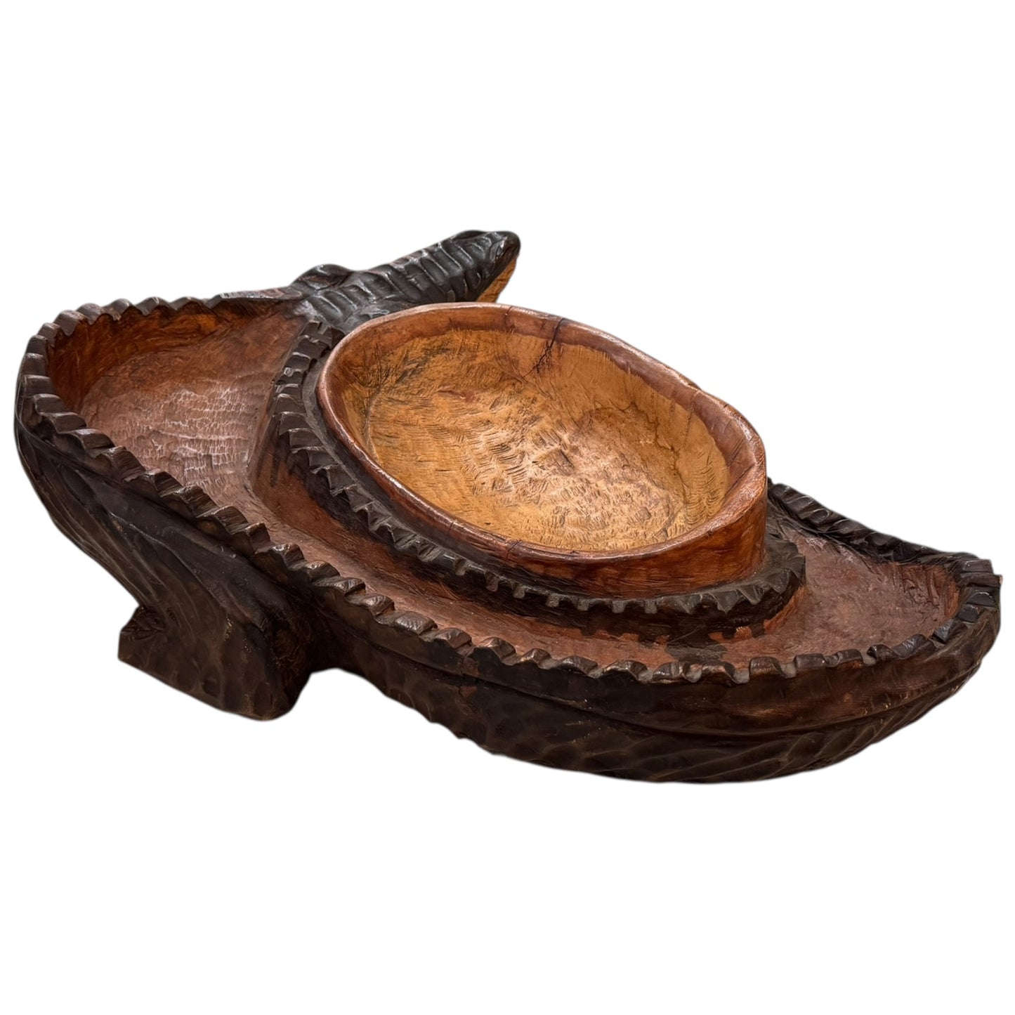 Hand Carved Alligator Bowl
