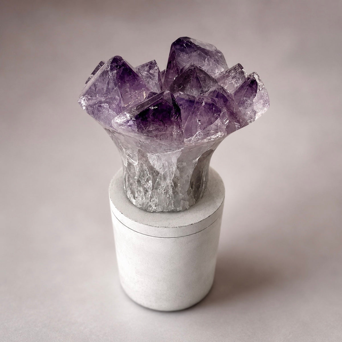 Amethyst Flower Cluster Crystal Lid Gardenia Candle