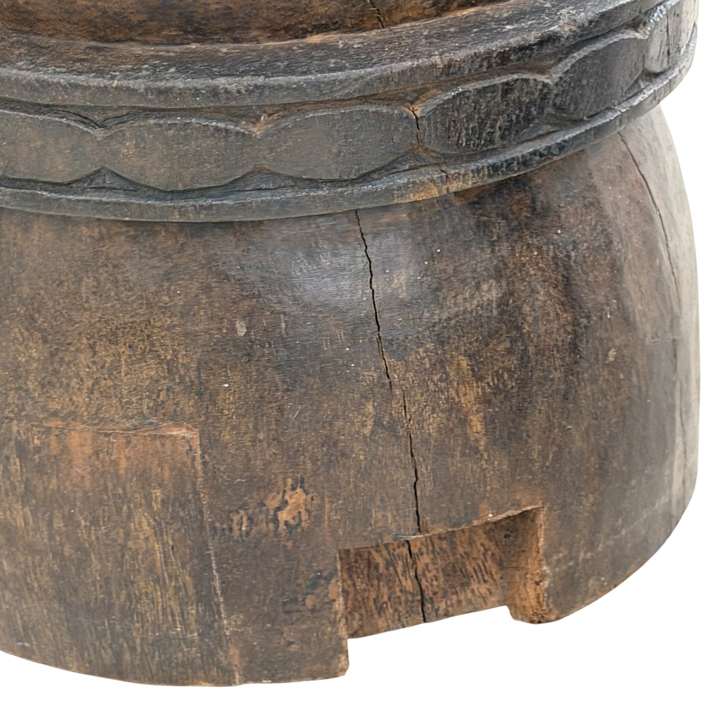 Pair of Solid Palmwood Asymmetrical Vintage Planters