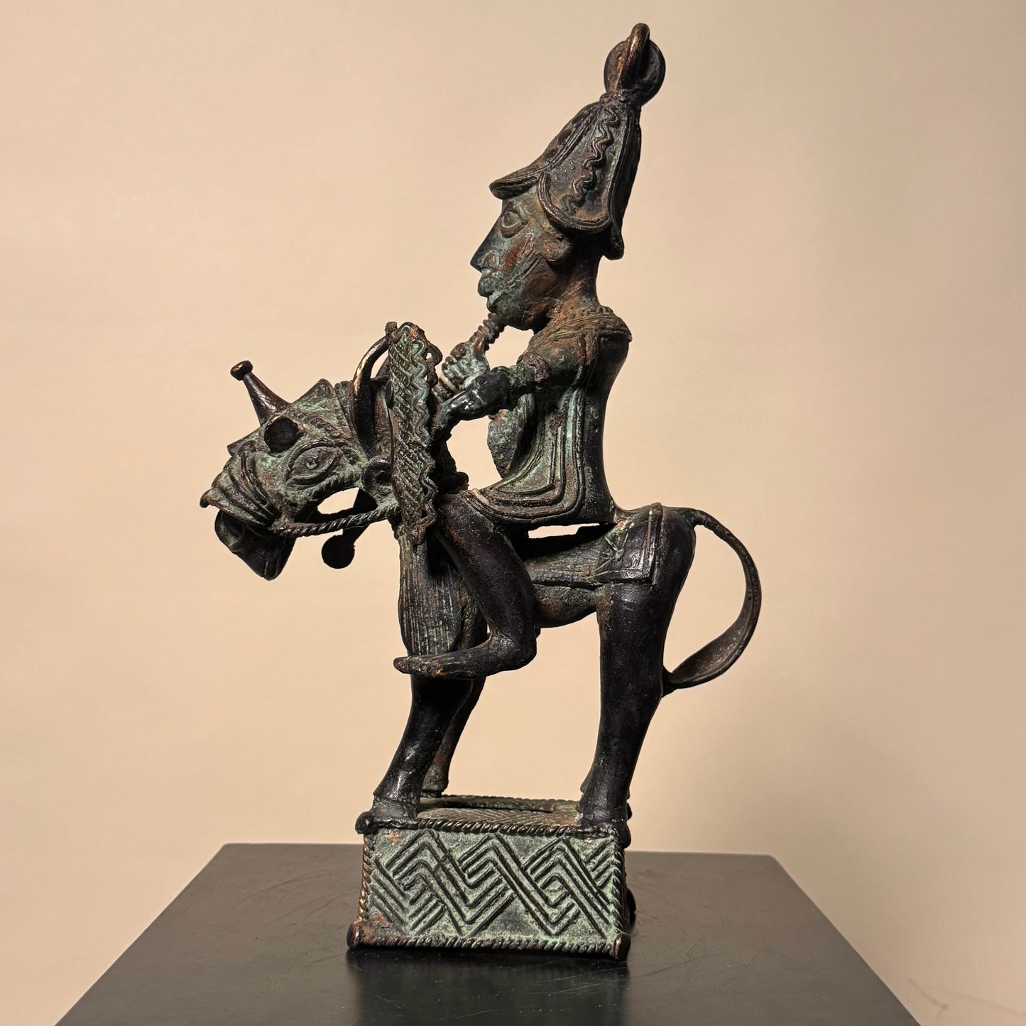 Benin Bronze Warrior on Horseback