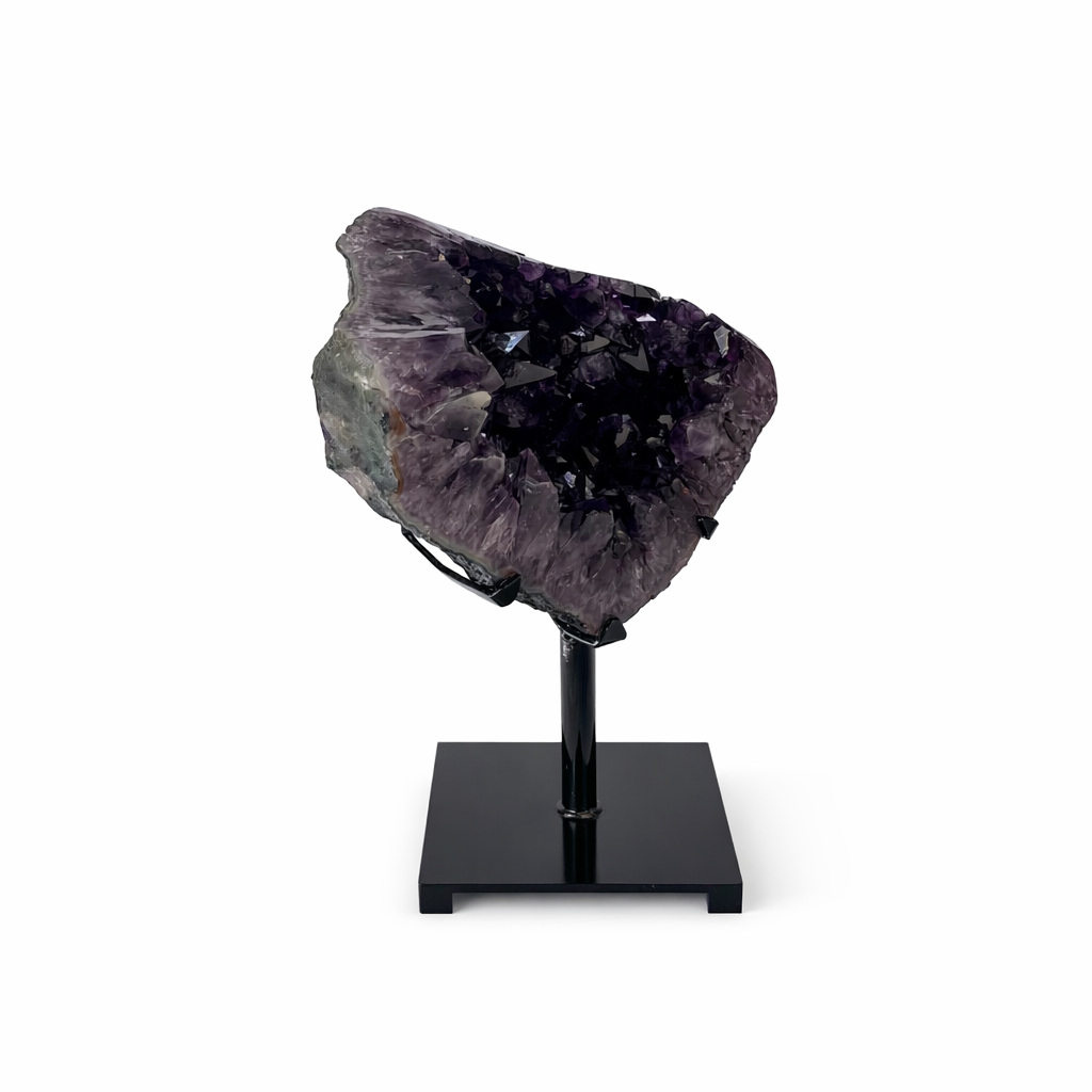 Abstract Deep Purple Amethyst Crystal on Stand