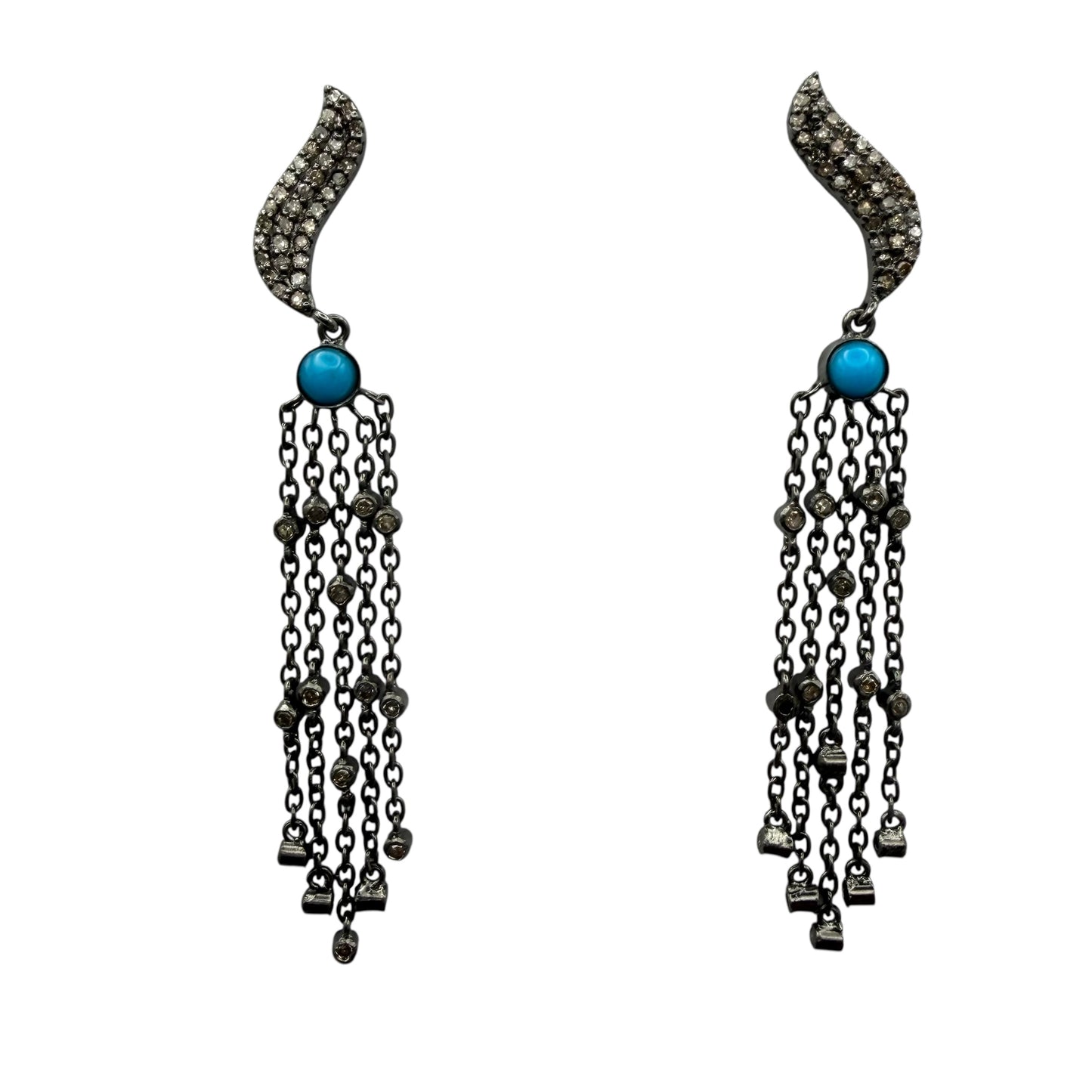 Turquoise & Diamonds Chandelier Earrings