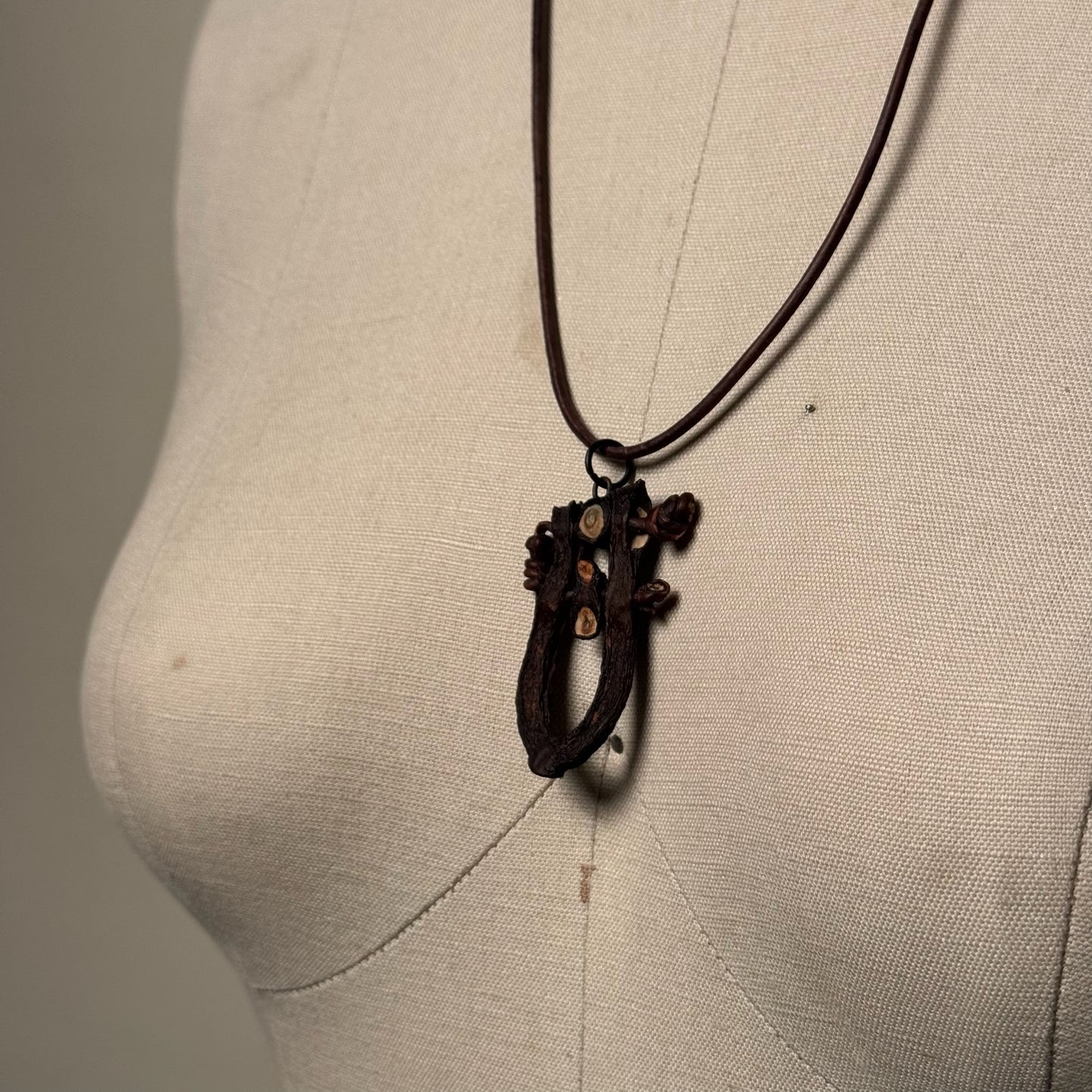 Hand Made Kelp Charm on Leather necklace