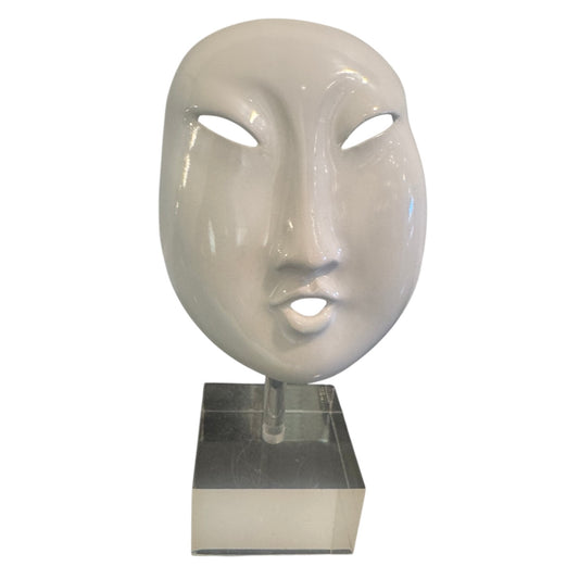 Vintage Japanese Porcelain Mask on Stand