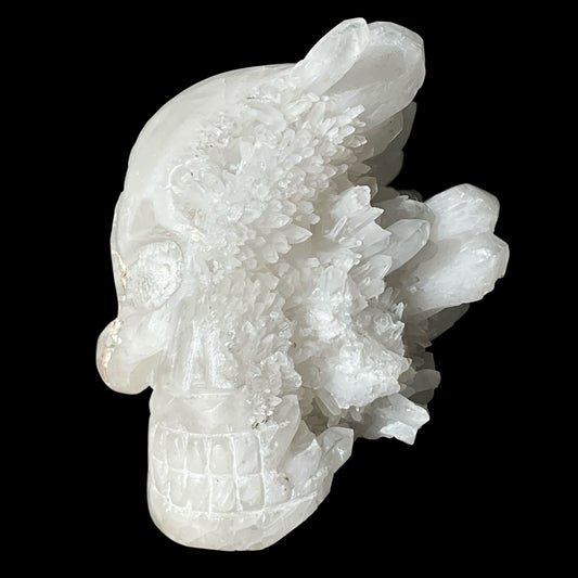 Quartz Crystal Carved Skull with Natural Generators