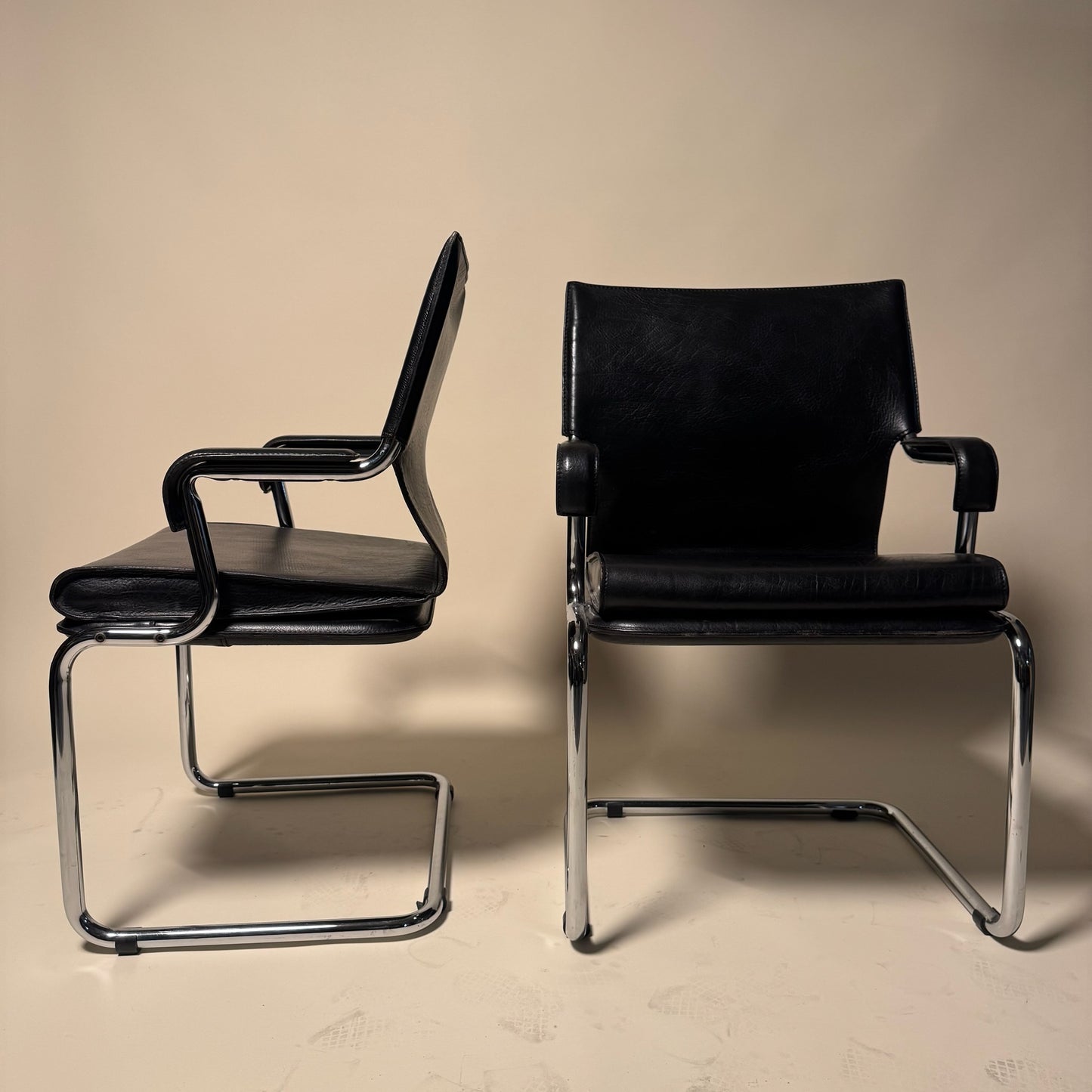 Pair Of 1973 Marcatre Leather chairs