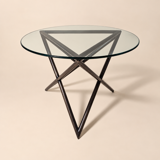 Steve Chase Bronze Tone Metal Side Table with  Glass Top