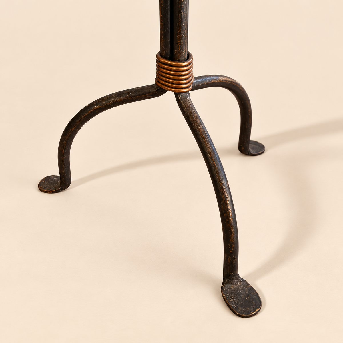 Iron & Copper Floor Standing Candle Holder