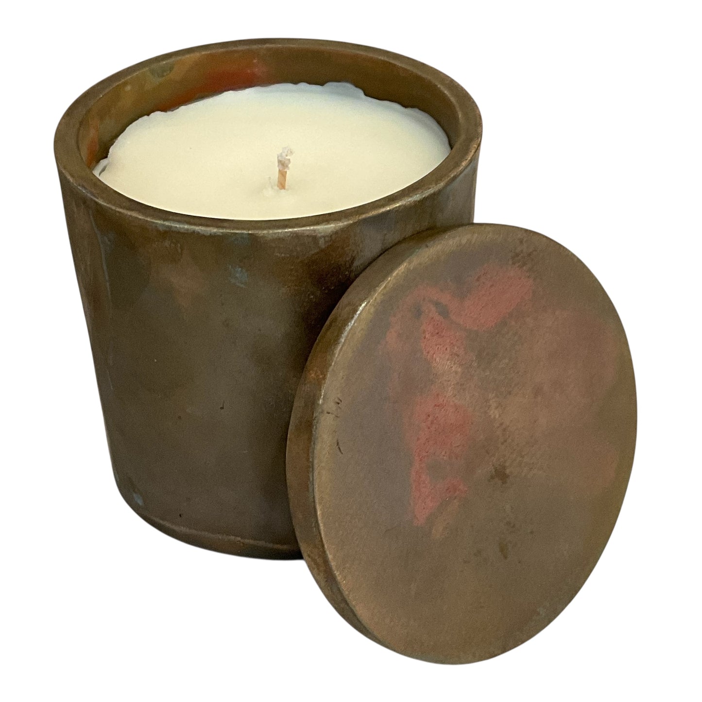 #A Solid Bronze Gardenia Candle with Lid
