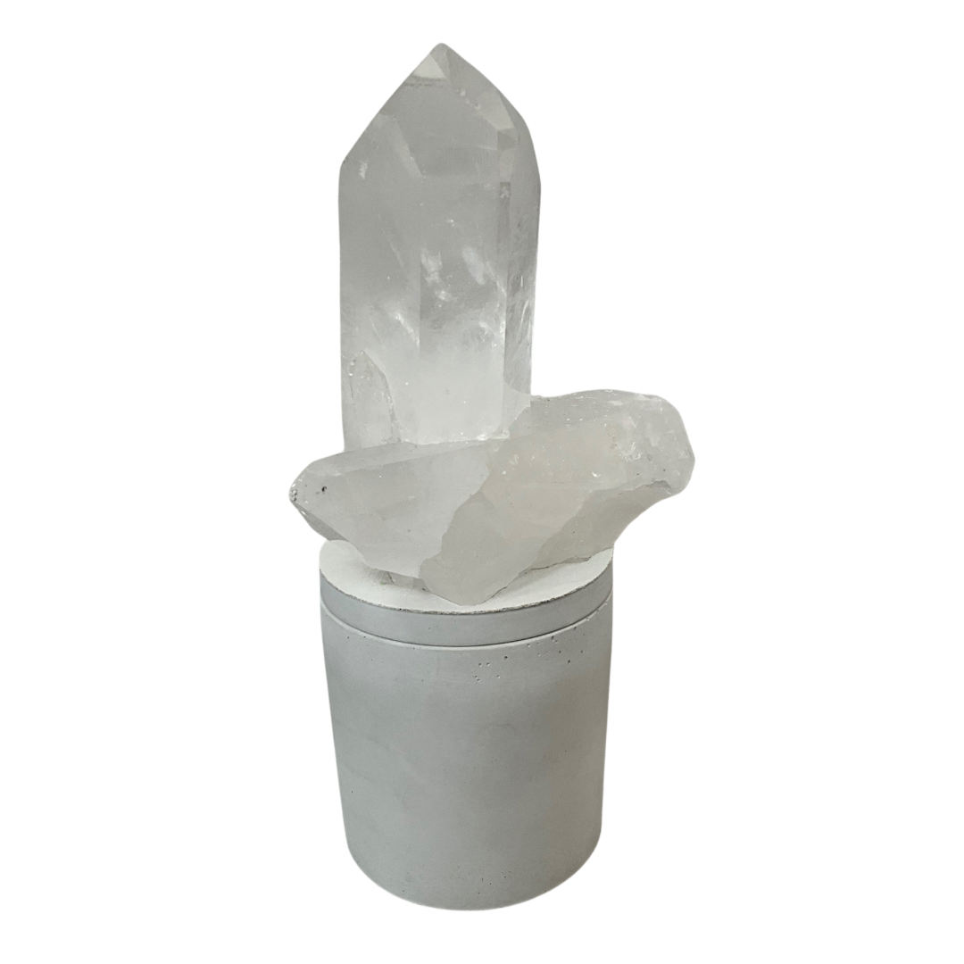 Quartz Crystal Generator Cross Lid Gardenia Candle