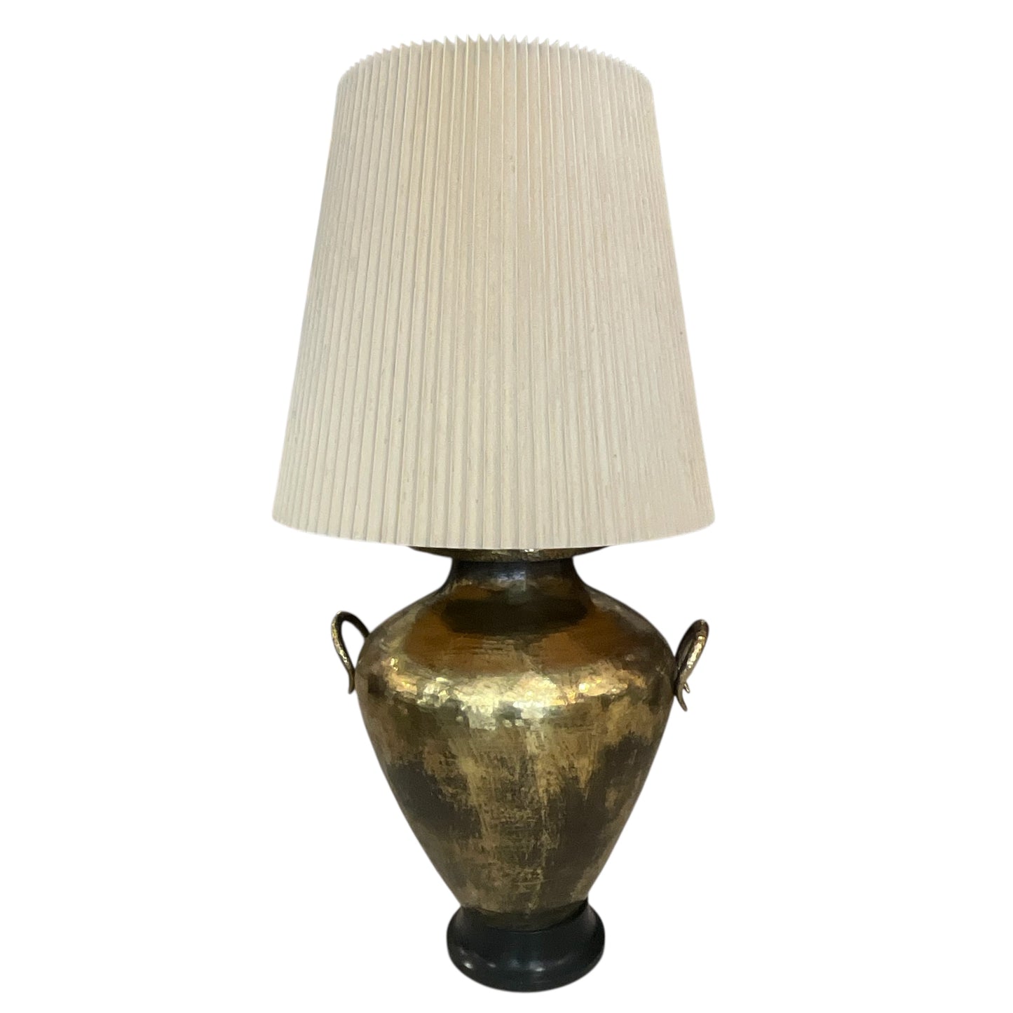 Vintage Hammered Brass Urn Motif Table Lamp