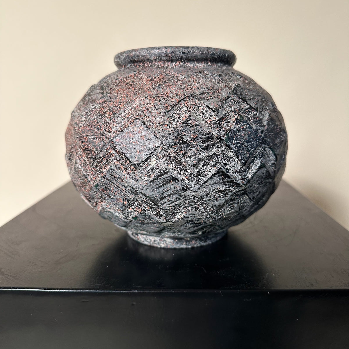 Vintage Round Iron Vase