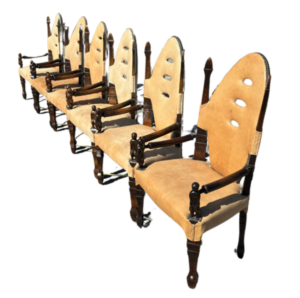 Maitland Smith Studded Leather Chair Set of 6