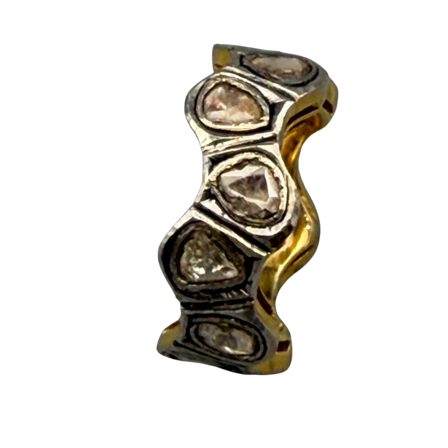 Wavy Ring with 12 Raw Cut Diamonds