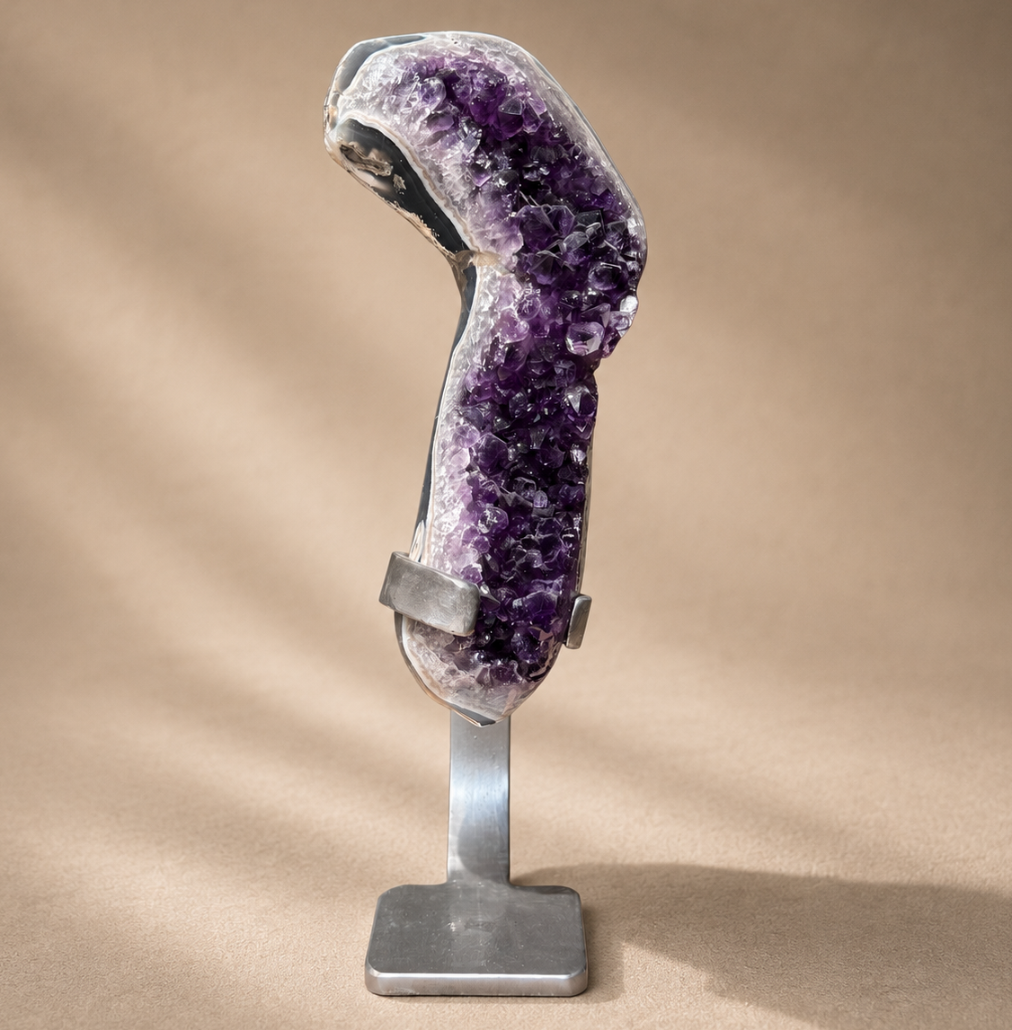 Narrow Amethyst Crystal Geode on Stand