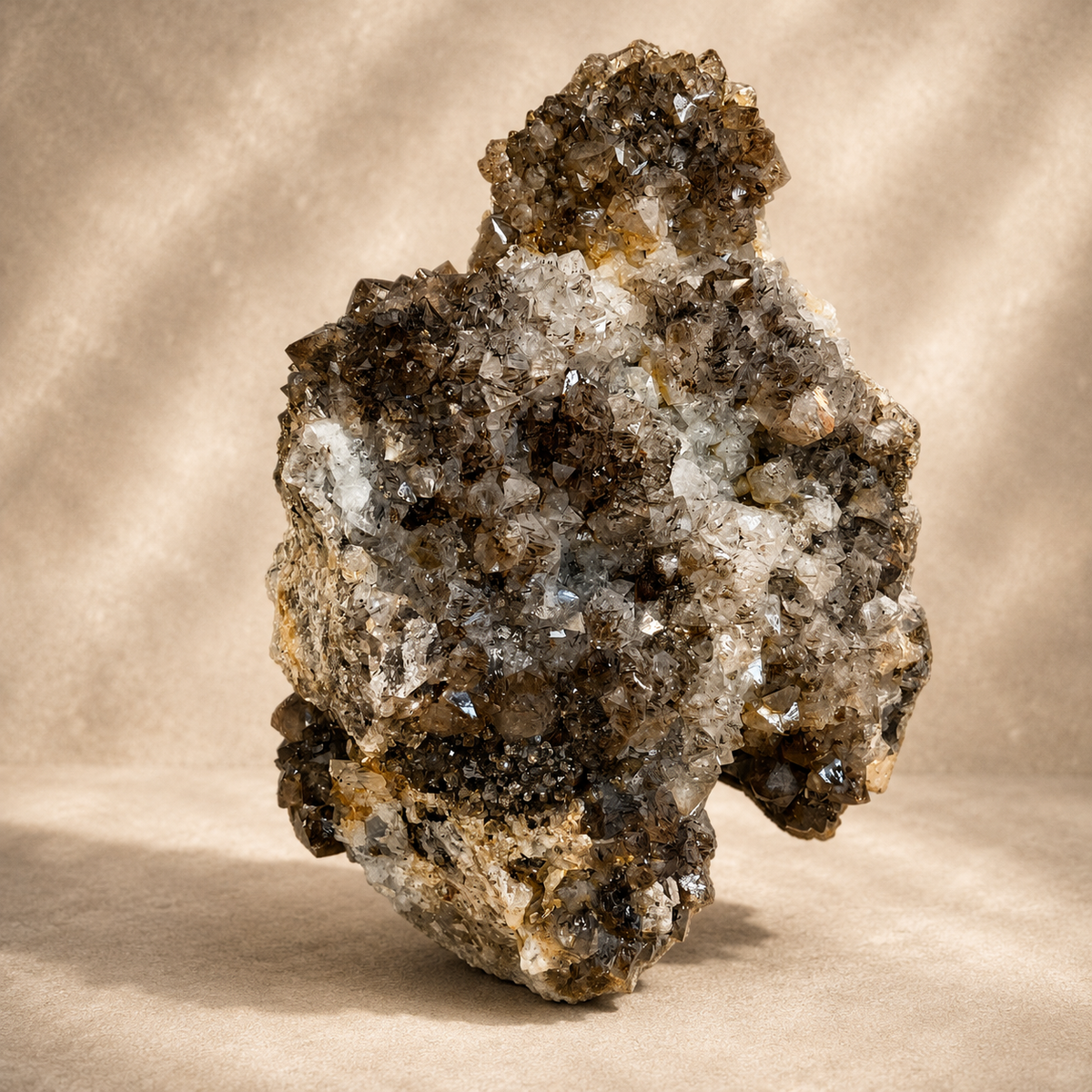Abstract Quartz Crystal with Dark Manganese Free-Standing Cluster