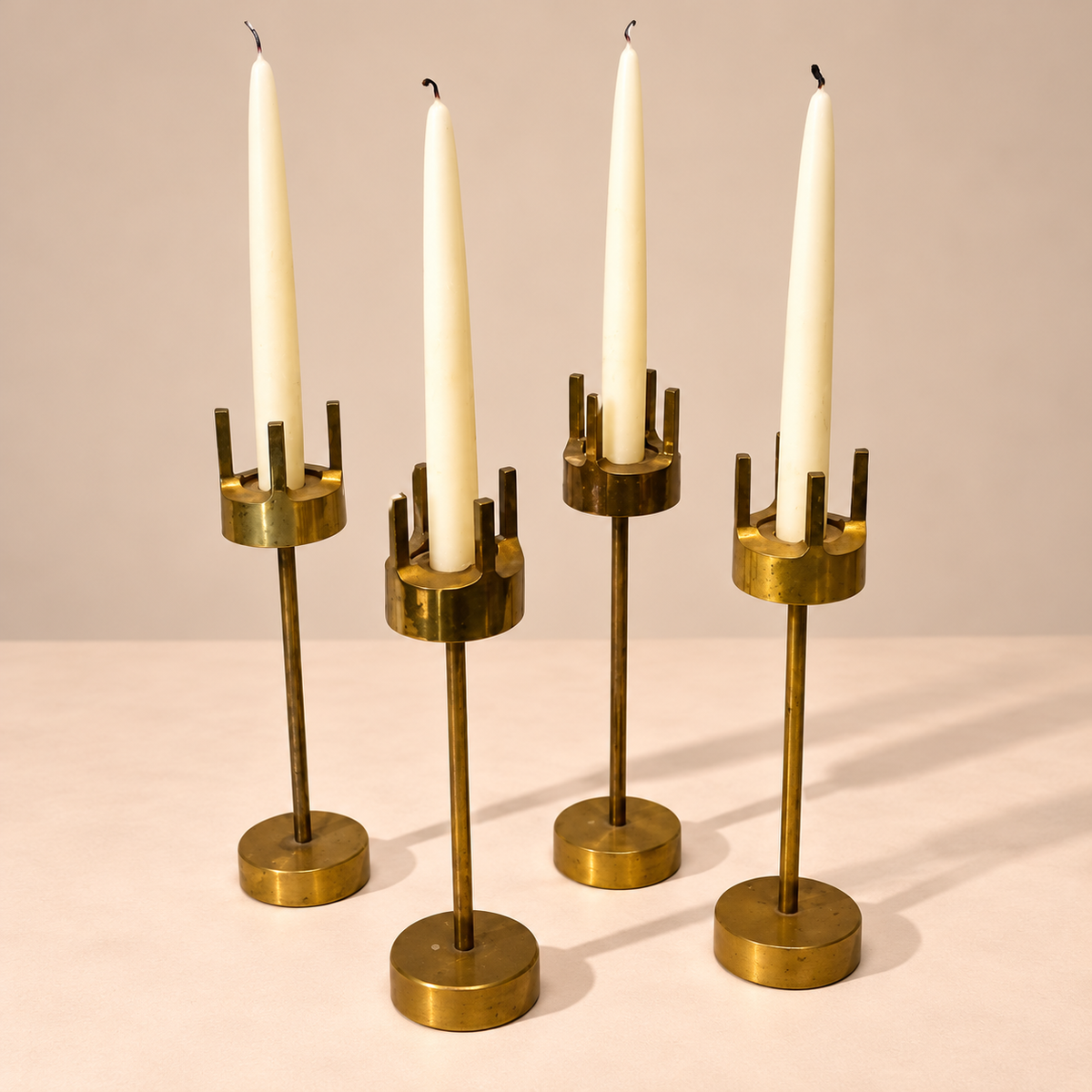 Set of 4 Brass Candle Holders