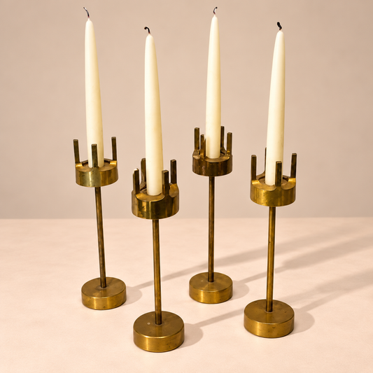 Set of 4 Brass Candle Holders