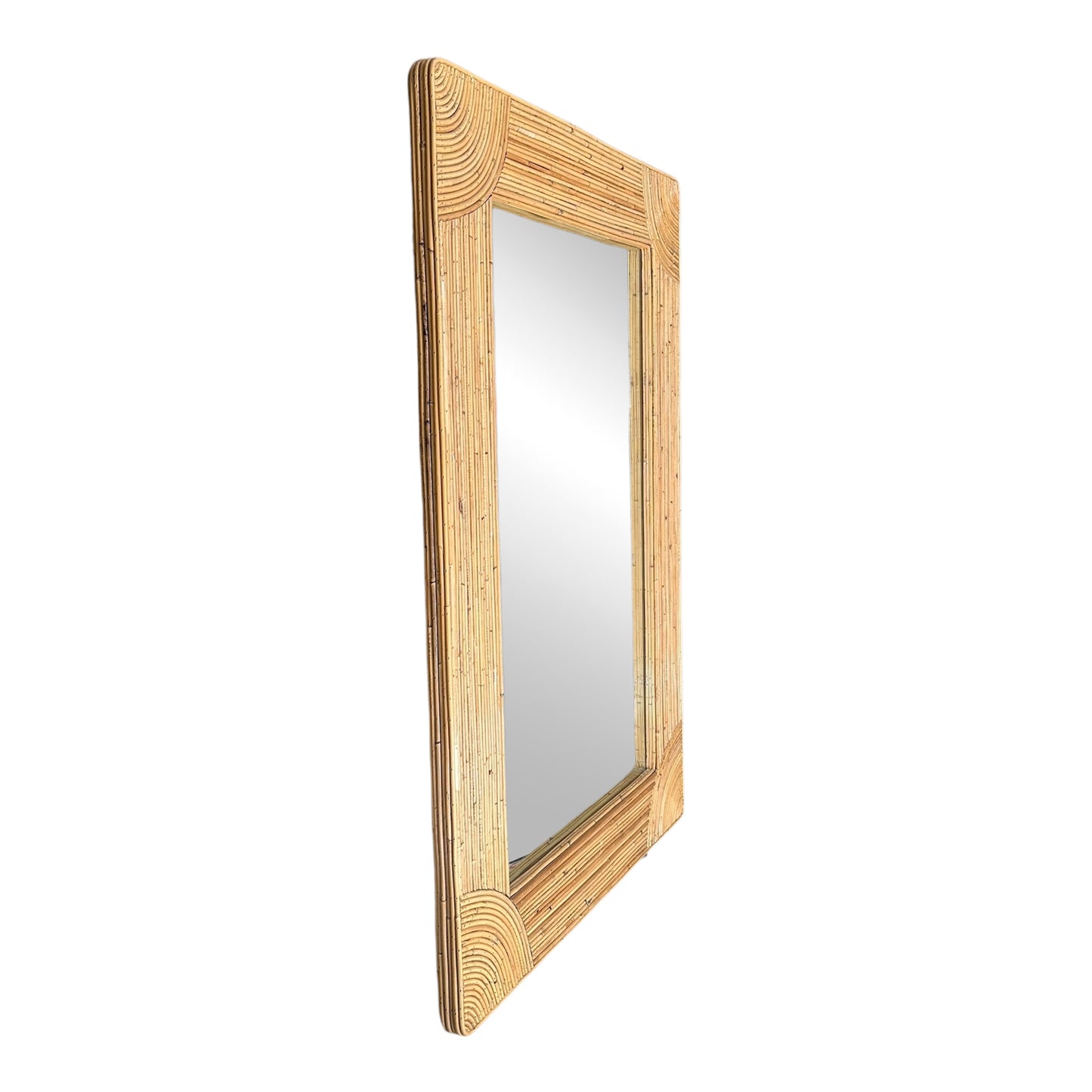 Large Rattan Frame Vintage Mirror