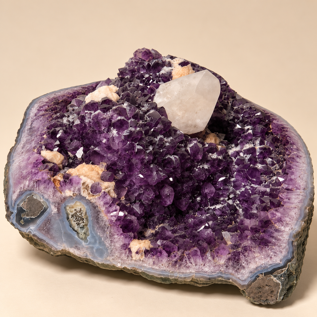 Amethyst with Calcite & Quartz Abstract Crystal Cluster