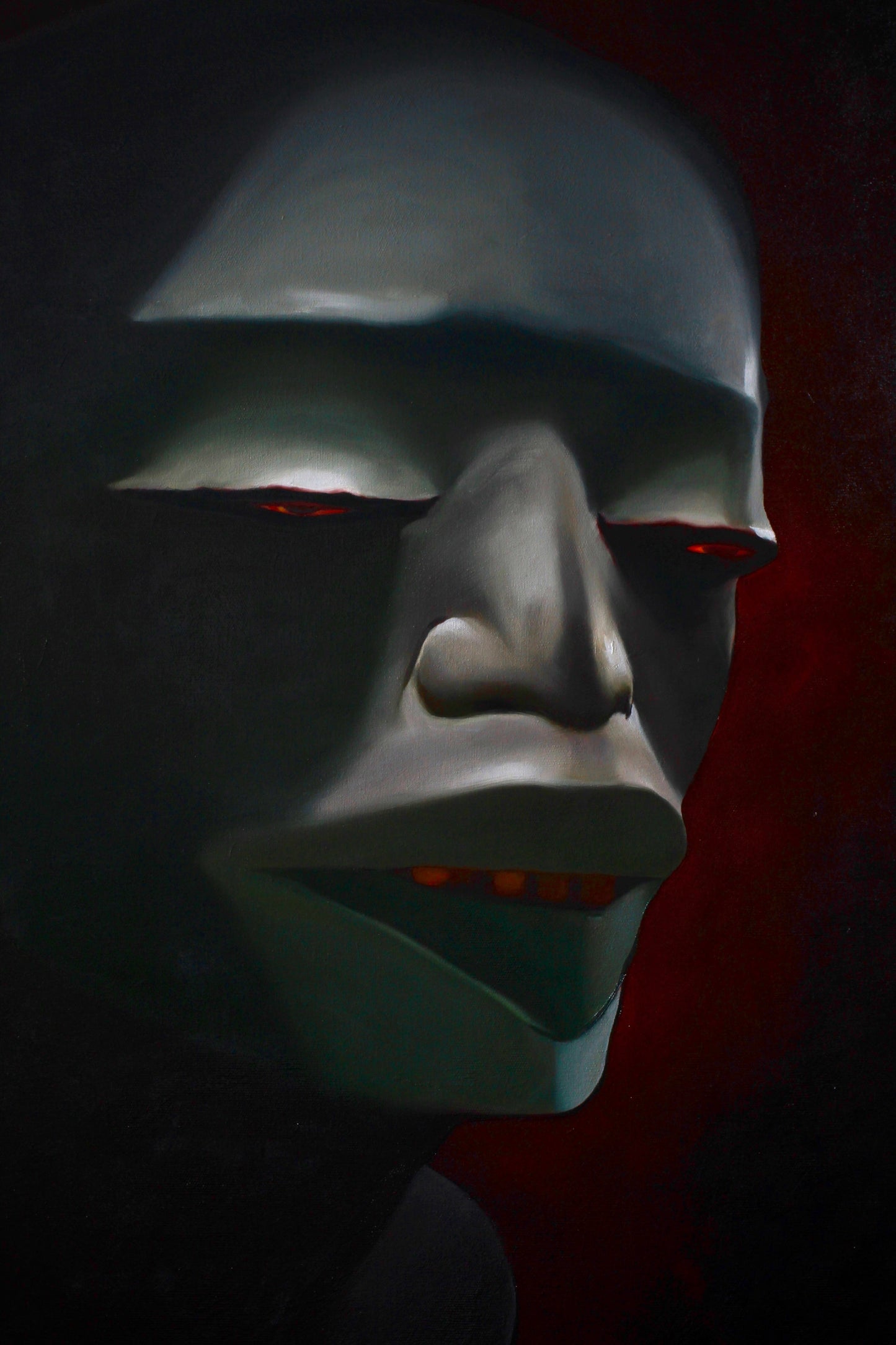 Makonde Mask Oil on Canvas Large Painting