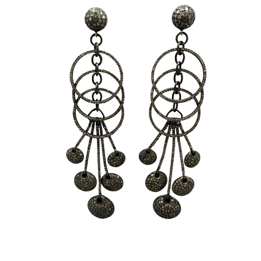 Abstract Multi-Drop Chandelier Diamond Earrings