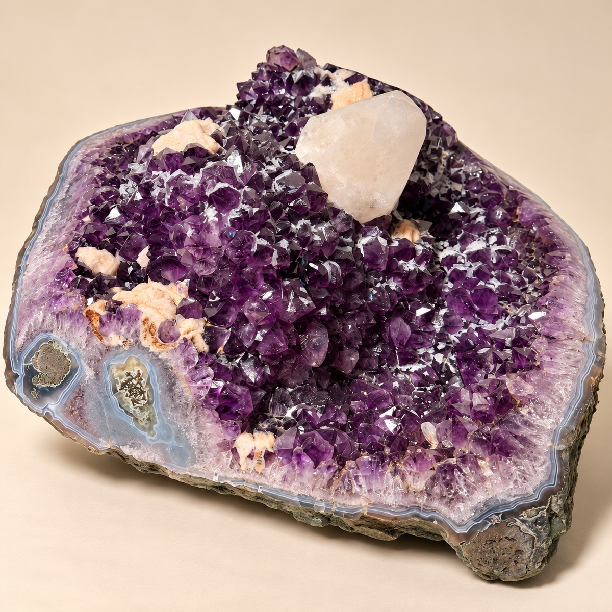 Amethyst with Calcite & Quartz Abstract Crystal Cluster