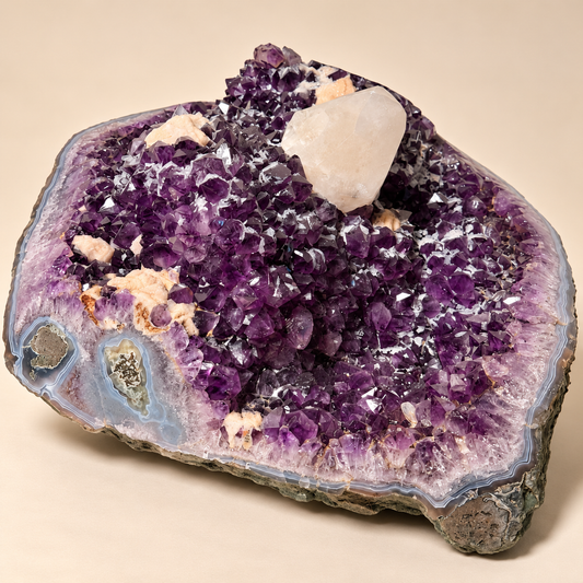 Amethyst with Calcite & Quartz Abstract Crystal Cluster
