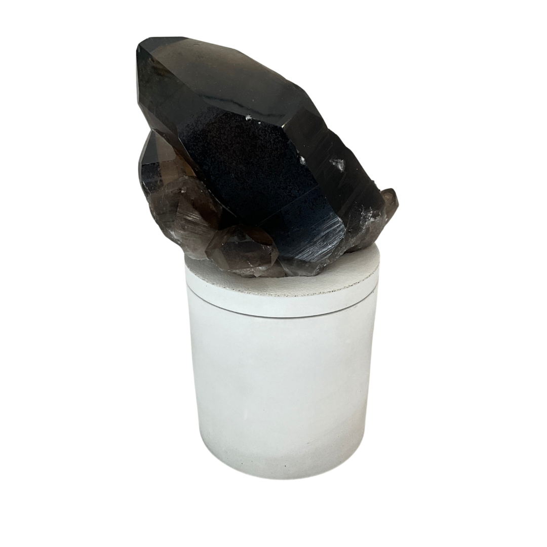 Smoky Quartz Crystal Gardenia Lid Candle