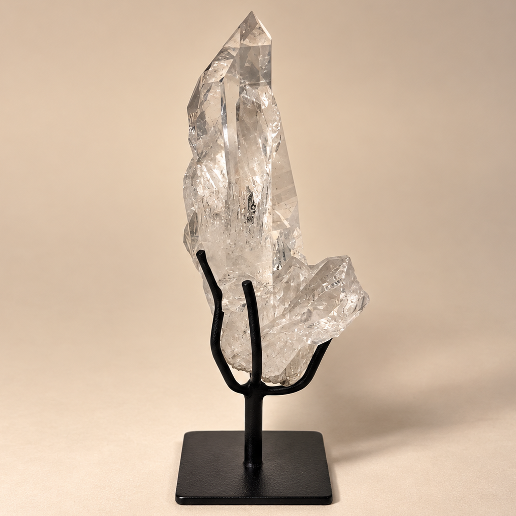 Quartz Crystal Generator Cluster on Metal Stand
