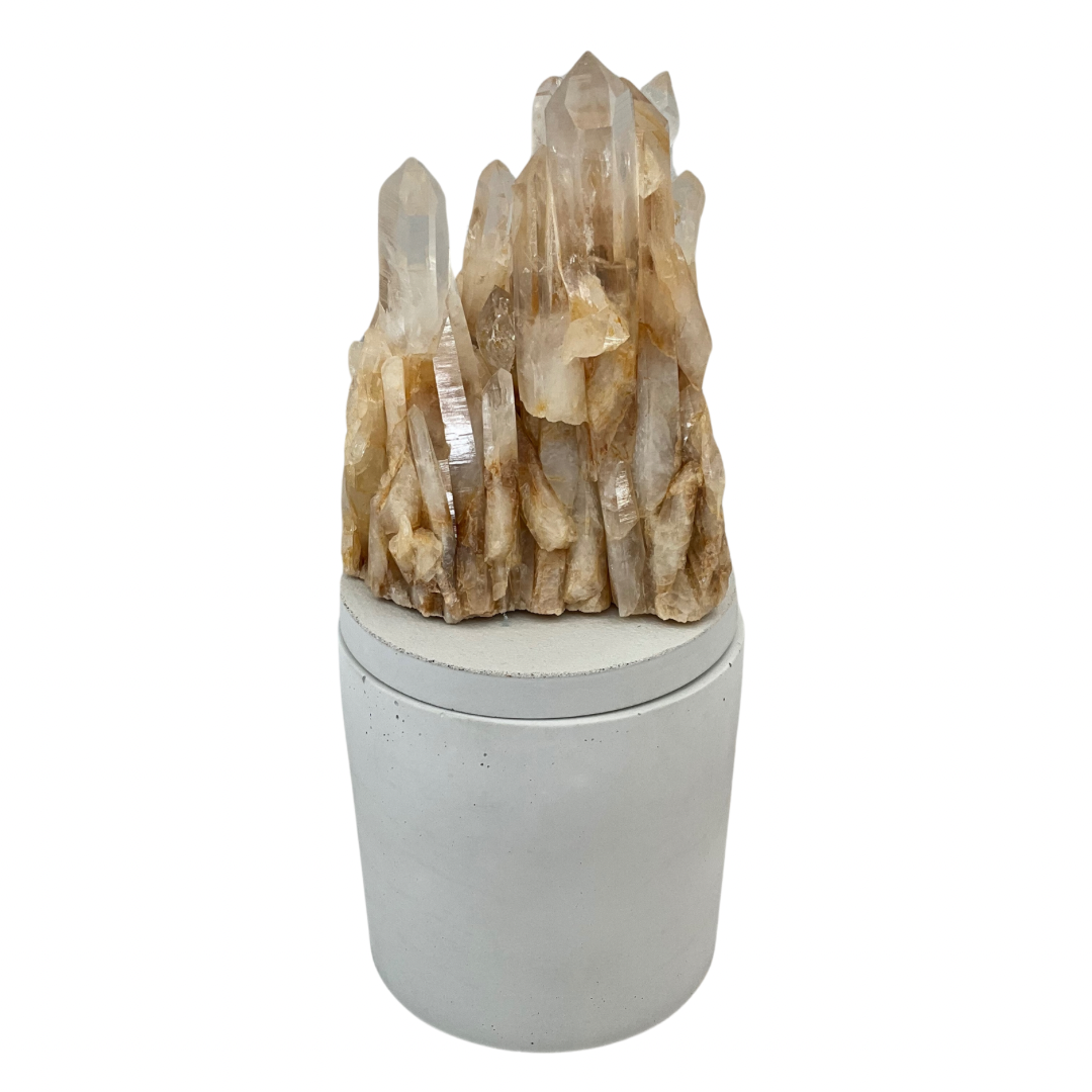 Honey Quartz Crystal Generators Lid Candle