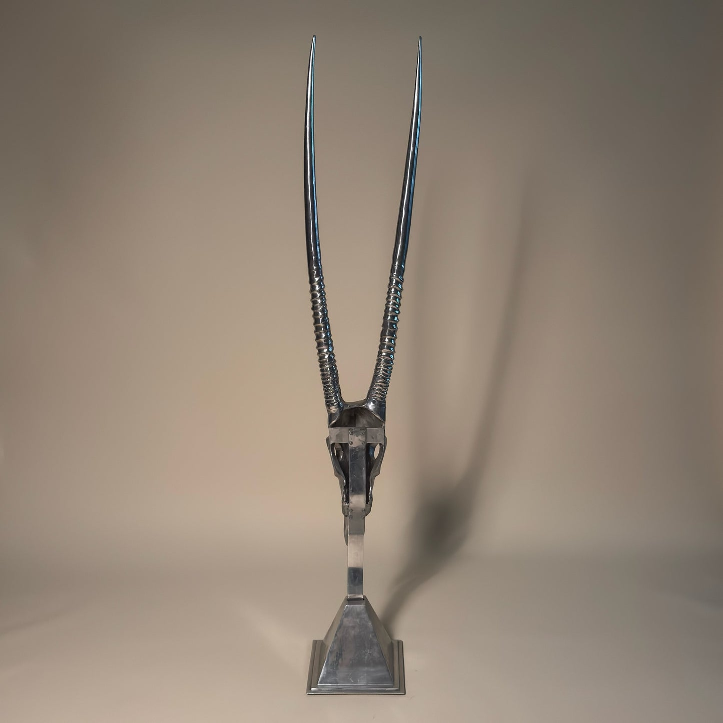 Arthur Court Cast Aluminum Gazelle Skull Bust on Stand
