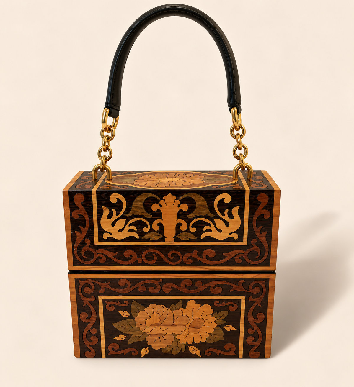 Dolce & Gabbana One of A Kind Runway Wood satchel