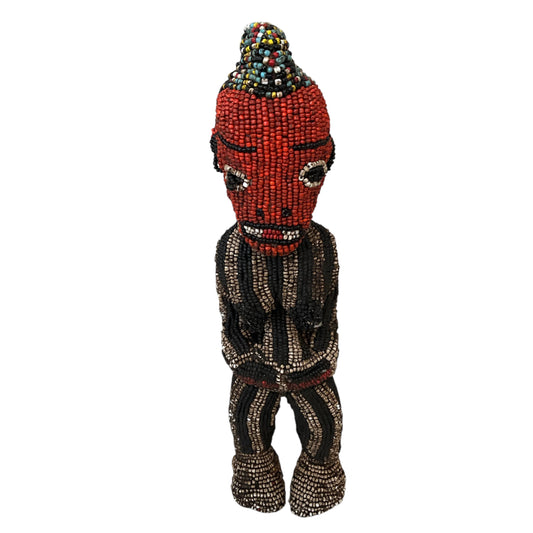 Beaded Tribal Art Bamileke Statue from Cameroon #5