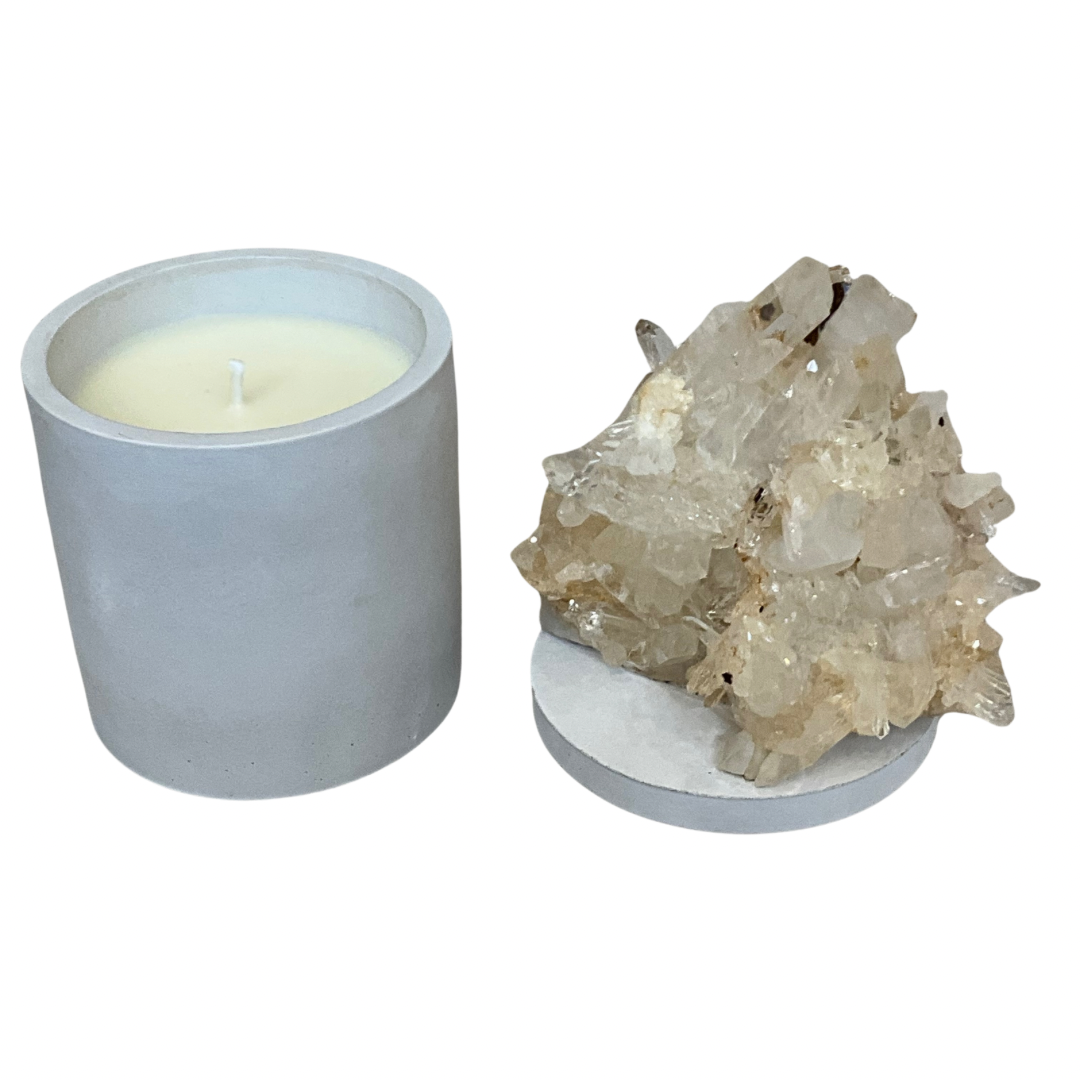 Abstract Quartz Crystal Generators Lid Gardenia Candle