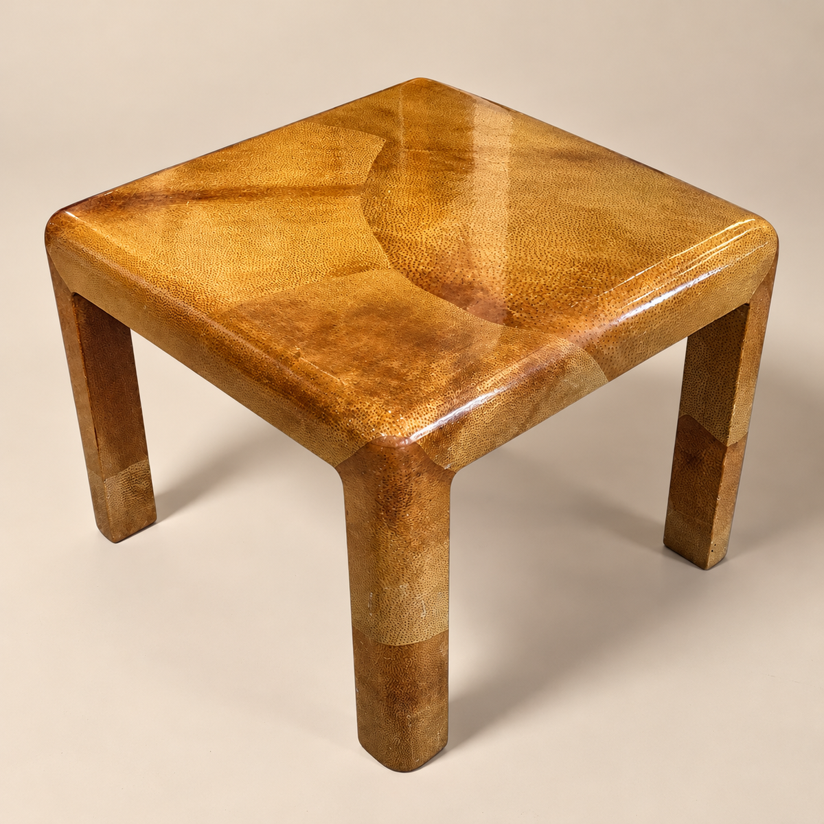 Lacquered Goatskin Accent Table in the Manner of Karl Springer