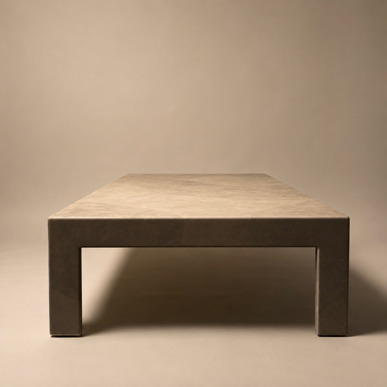 Monumental  Karl Springer goat skin parchment coffee table