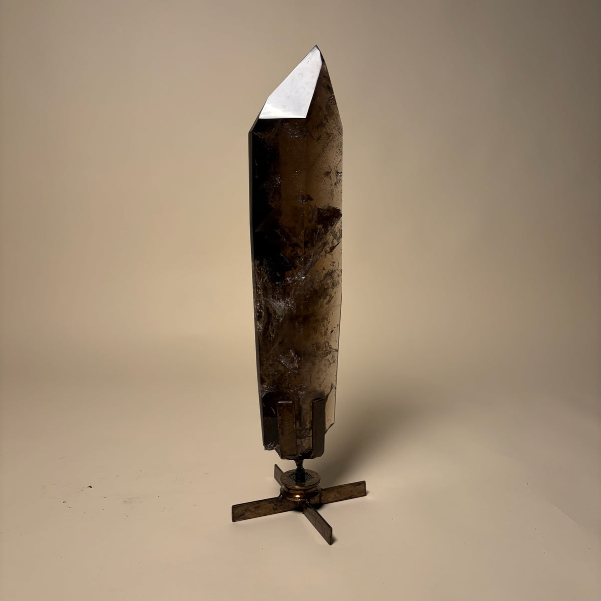 Smokey Quartz Spear Crystal On Rotating Base